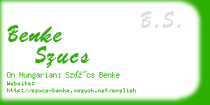 benke szucs business card